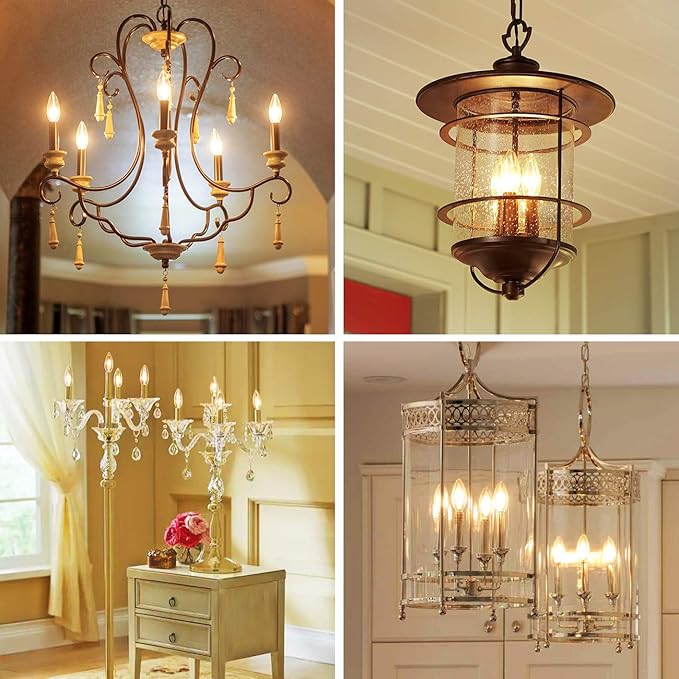 ANWIO B11 LED Filament Bulb E26 Candelabra Base 6W(60W Equivalent), Dimmable 2700K Warm White Chandelier Decorative Candle Light Bulb (6-Pack)