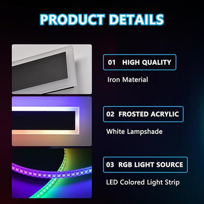 Modern Outdoor Wall Lights 35.4in Led Exterior Light Fixture 2-Pack GRB Long Wall Light Frosted White Acrylic Outdoor Sconce Lighting for Garage Entry House
