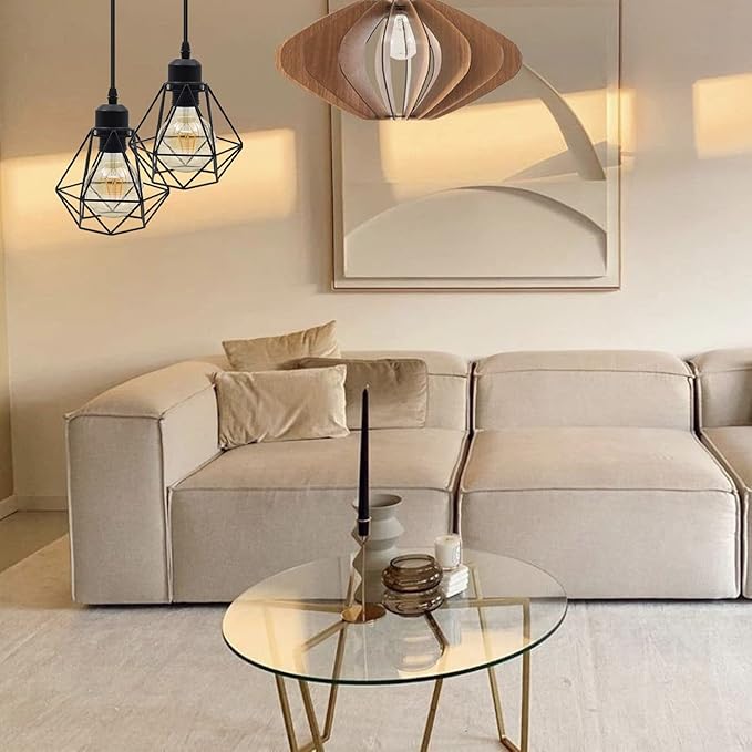 jose2015 Farmhouse Cage Pendant Lights Ceiling Hanging Light Fixture Small Pendant Lighting E26 Socket for Kitchen Island Dining Room Bar Cafe,UL Listed, 2Pack