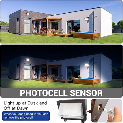 JTT LED Wall Pack Light 120W/96W/72W with Dusk to Dawn Photocell, 18000LM 6000K/5000K/4000K CCT IP65 Waterproof WallPack Lights Outdoor LED [Eqv. 800W HPS/HID] for Parking Lot,Warehouse,Yard