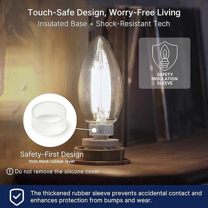 FLSNT 100W Equivalent Candelabra LED Bulbs 5000K Daylight, Dimmable LED Chandelier Light Bulbs for Dining Room, Living Room, Porch, 800LM, E12 Base, 12 Pack UL,CA65 Listed.
