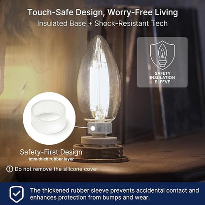 FLSNT 5000K Daylight B10 Dimmable LED E12 Candelabra Bulbs, 40W Equivalent LED Chandelier Light Bulbs, 450LM, Clear Glass Finishing, 12 Pack UL,CA65 Listed.