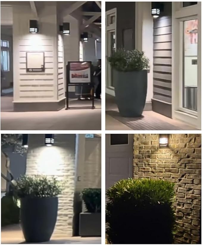 Dusk to Dawn Outdoor Wall Lamp, Exterior Light Fixture - ETL Listed, Aluminum Anti-Rust Waterproof Wall Mount Rectangular Design – Up/Down Photocell Outdoor Lighting for Porch, Garage or Patio