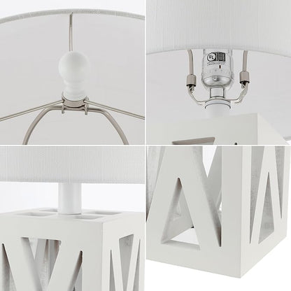 JONATHAN Y JYL1062B-SET2 Stewart 21.5" Wood LED Table Lamp Farmhouse, French Country, Rustic, Bohemian, Bedroom, Living Room, Office, College, Bookcase, White (Set of 2)