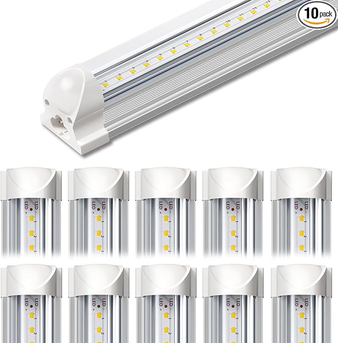 SHINESTAR 4FT Led Shop Lights, 40W 5000LM 5000K LED Shop Light Super Bright 75% Energy-Saving Linkable T8 Light Tube Integrated Fixture for Workshop Garage Basement, 10 Pack