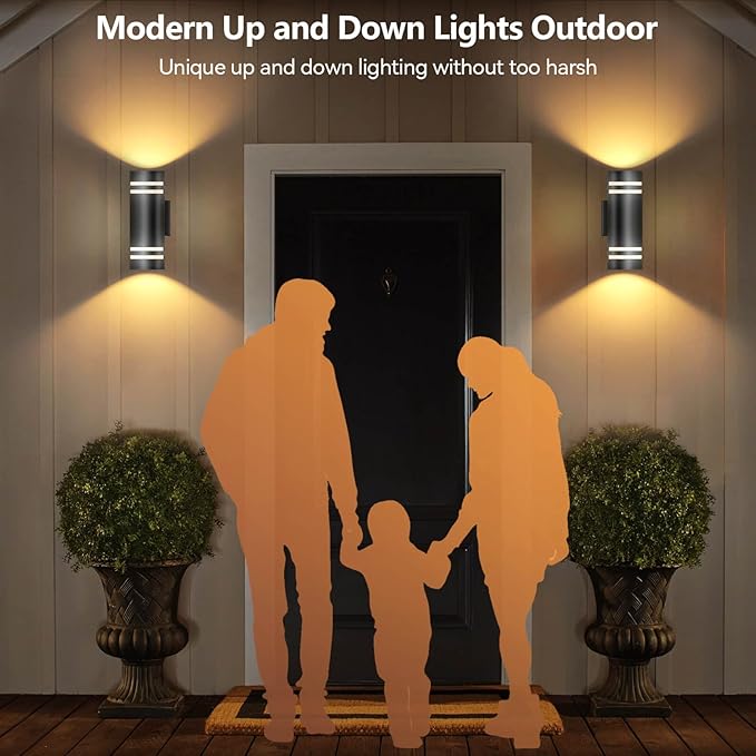 KIZON Modern RGBCW Outdoor Sconce Color Changing, Dimmable Porch Light, Black, 4x4x12 inches, App Control with Remote, Compatible with Alexa Google Assistant, ETL Listed