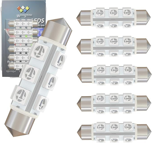 44mm DC 24V 578 Festoon Dome LED Bulb Blue,211-2 561 562 566 6429 LED Bulbs for Truck Interior Door Trunk Lights 360 deg Non Polarity(Pack 6)