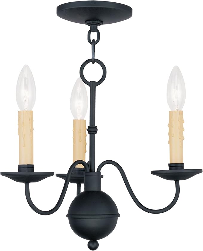 Livex Lighting 4493-04 Heritage 3-Light Mini Chandelier, Black