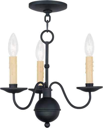 Livex Lighting 4493-04 Heritage 3-Light Mini Chandelier, Black
