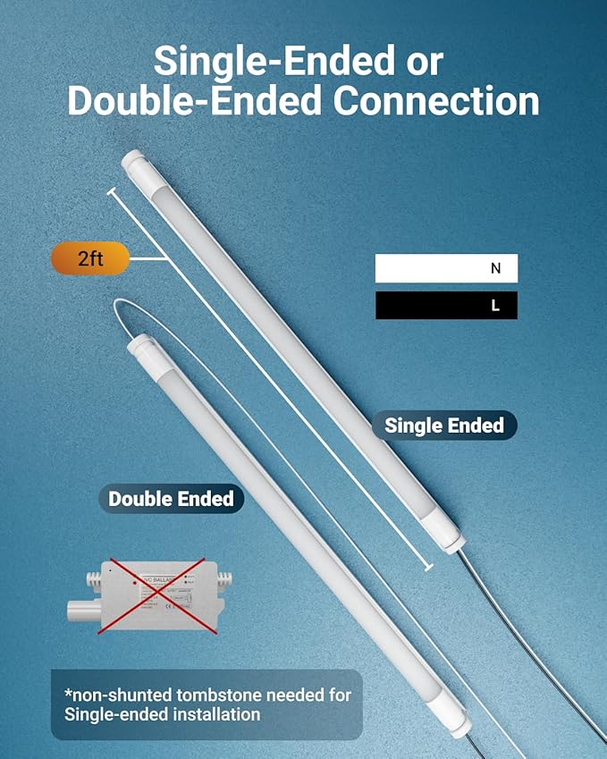 Sunco 24 Pack 2ft LED T8 Clear Glass Tube for Indoor Replacement Fluorescent Commercial Office Hallway Warehouse, Type B, 10W 1200 Lumens, 5000K Daylight, Non-Dimmable, 100-277V, 50,000 Hour Lifetime
