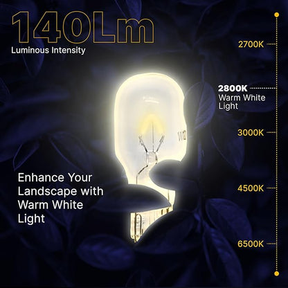 Diximus Landscape Low Voltage - 12 Volt 11W - T5 Wedge Bulbs - Compatible with Malibu Lights - Garden - Deck Light Bulbs - Yard Bulbs - 10 Pack (Clear, 10)