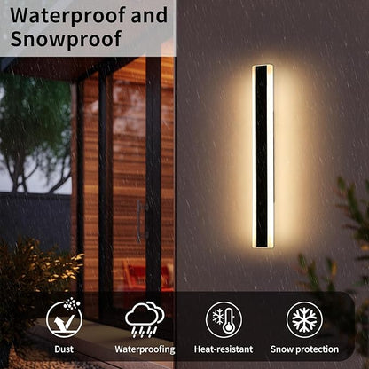 Modern Long Wall Sconces, 31.4inch Patio Wall Lights, 3000K Warm White Light, Black Minimalist Style, White Frosted Acrylic Panel, IP65 Waterproof Outdoor Wall Light Fixture for House, Garage, Garden