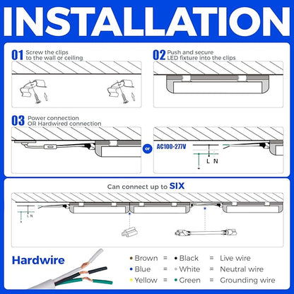 Barrina LED Shop Lights, 40W 5500LM 5000K, 4FT Integrated Fixture, V Shape,T8 Light Tube, Daylight White, Clear Cover, High Output, LED Shop Lights for Garage Warehouse Workshop Basement (Pack of 6)