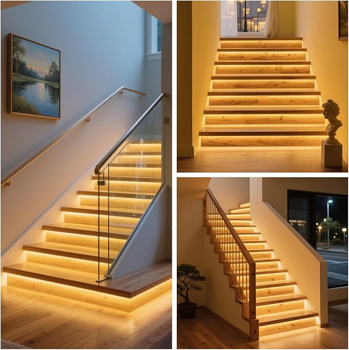 Intelligent 12-Step Motion Sensor Stair Light for Indoor, 40 inches Long Cuttable Motion Lights for Stairs (12 Stairs,3000K)