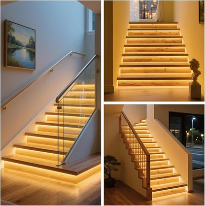 Intelligent 12-Step Motion Sensor Stair Light for Indoor, 40 inches Long Cuttable Motion Lights for Stairs (12 Stairs,3000K)