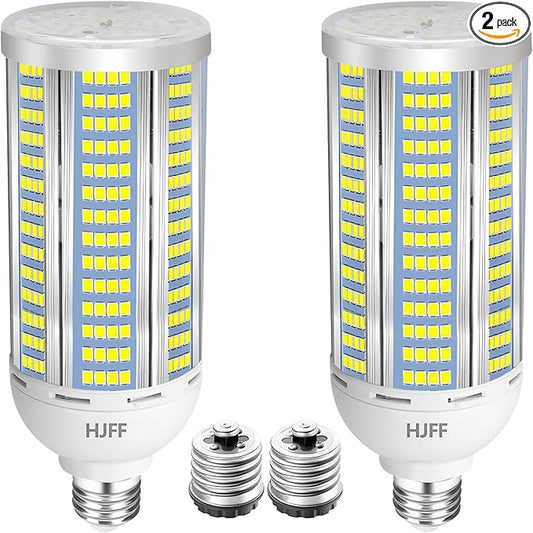 HJFF 2-Pack 100W LED Corn Light Bulbs,5000K,AC110-277V,15000lm,E26/E39 Base,LED Replacement Metal Halide HID CFL for Commercial Industrial Lighting Warehouse High Bay Light Fixture Garage Workshop