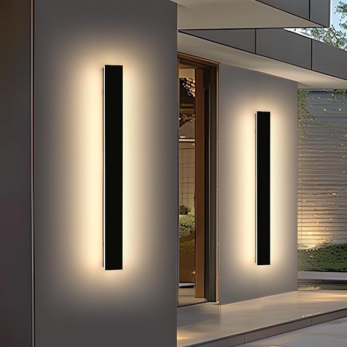 Mikeru 2 Pack 47.2inch Modern Outdoor Wall Sconce, 3000K/4500K/6000K 3 Color Temperature LED Exterior Light Fixtures, Modern Long Porch Lights Wall Sconce for Garage, Doorway, Porch, Patio