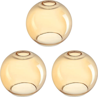 3 Pack 6.3 Inch Clear Amber Glass Lamp Shade Pendant Ceiling Chandelier Wall Sconce Light Replacement Glass Shade Fixture Over Sink Kitchen Island