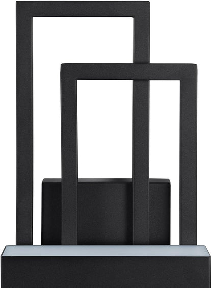 LamQee 25.6 Inch Modern Outdoor Wall Lights, Integrated LED 1200LM Large Exterior Lighting Fixture Dual Rectangle Outdoor Sconce, Black Metal Wall Mount Porch Light Outside Lamp for House Garage Patio