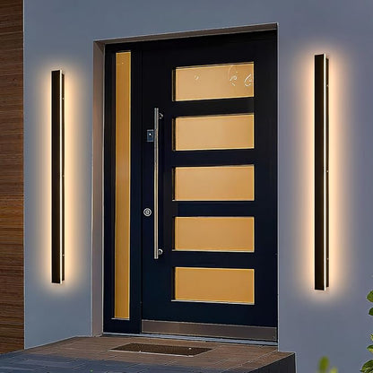 2Pack Modern Outdoor Wall Lights 71" Black Porch Wall Light 3000K Anti Rust Exterior Wall Sconces Long LED Linear Exterior Lighting Fixtures for Living Room Garage Swimming Pools