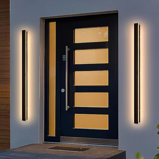 2Pack Modern Outdoor Wall Lights 71" Black Porch Wall Light 3000K Anti Rust Exterior Wall Sconces Long LED Linear Exterior Lighting Fixtures for Living Room Garage Swimming Pools