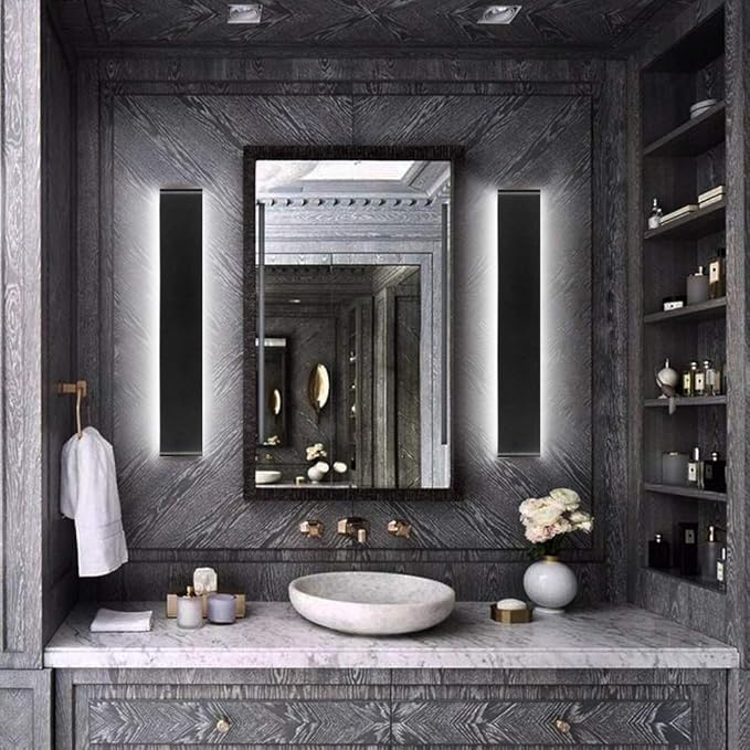 Ralbay LED Modern Bathroom Vanity Light 43.3"/35W Up and Down Matte Black LED Vanity Light for Bathroom Wall Light Fixtures