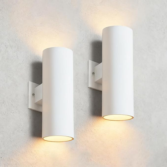Modern Outdoor Wall Lights,Stainless Steel, 23W 3000K Integrated LED Cylinder Up Down Wall Sconce Porch Lighting IP65 Waterproof Patio Wall Light Fixture for House Porch Entryway