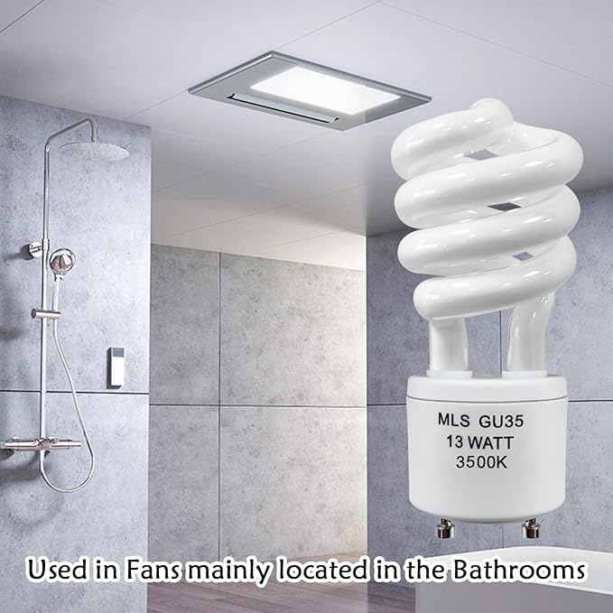 amgolibi MLS13W GU35 Fluorescent Light Bulbs Compatible with Panasonic VQL5 Exhaust Fans, 3500K Natural White, 3 Pack