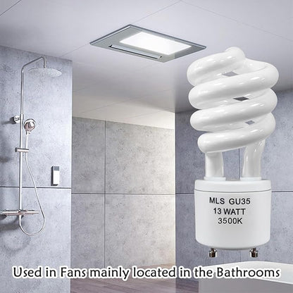 amgolibi MLS13W GU35 Fluorescent Light Bulbs Compatible with Panasonic VQL5 Exhaust Fans, 3500K Natural White, 3 Pack