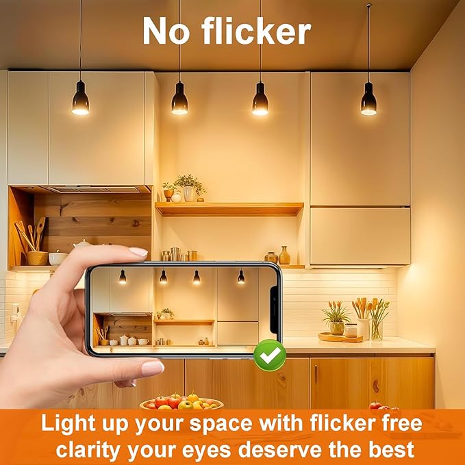 Vinaco G16.5 Candelabra Base Bulbs LED, 3 Pack 600LM G16.5 Light Bulb LED 5W, Equivalent 60W, Warm White 2700K No Flicker G 16.5 Dimmable Bulbs 120V, E12 Base for Chandeliers, Ceiling Fan, Pendant.