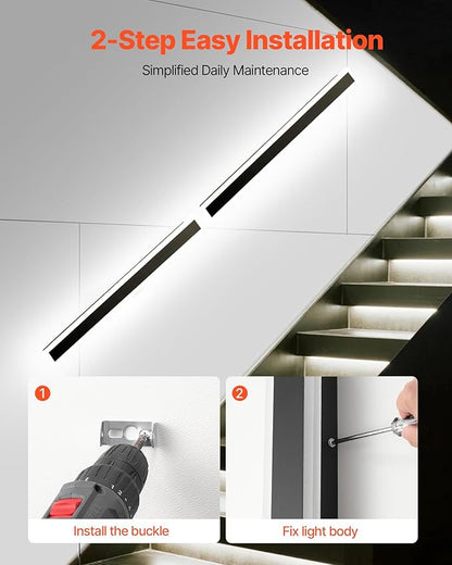 VEVOR Outdoor Wall Lights, 2 Pack, 47.2 Inch Long Strip Modern Exterior Wall Sconce Light Fixtures, 2700K-6000K, IP65 Waterproof Anti-Rust, Dimmable Outside Wall Mount Lighting, for House Porch Garage