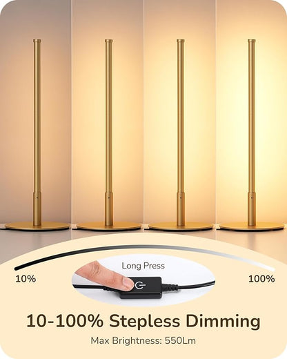 EDISHINE Upgraded LED Table Lamp Set of 2, Stepless Dimmable Bedside Lamps with Metal Finish & 3 Color Temperature, 6W Modern Desk Lamps, Gold Nightstand Lamp for Bedroom, Living Room, Corner, Gift