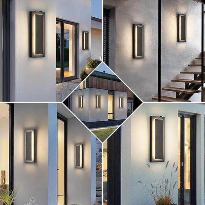 tewei LED Outdoor Wall Sconce Dusk to Dawn Outdoor Lighting, Modern Exterior Lighting Fixtures Matte Black LED Exterior Wall Lights for House Front Porch, Warm White 3000K, 2 Pack