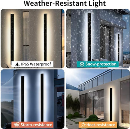 Mikeru 2 Pack 71inch Modern Outdoor Wall Sconce, 3000K/4500K/6000K 3 Color Temperature LED Exterior Light Fixtures, Modern Long Porch Lights Wall Sconce for Garage, Doorway, Porch, Patio