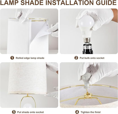 Terpsichore Lamps Set of 2 Modern Farmhouse Table Lamp Bedside Reading Lights Living Room End Lamps Bedroom Night Light,High 22.5 Inch,Antique Grey,with Fabric Lamp Shade,Bulb Not Included