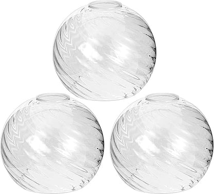 2 Pack Lamp Globe Glass Shade, Clear Striped Glass Glassshade Covers Replacements for Light Fixtures, 1.65 Inch Fitter Globes Lampshades for Wall Sconces Chandelier Bath Vanity Lights Pendants