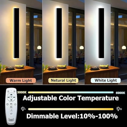 79in Modern Outdoor Lights Fixture,4.33in Wide Dimmable Exterior Wall Lights for Garage and Front Door,Long Outdoor Wall Sconce IP65 Waterproof,Black LED Outdoor Entrance Lighting