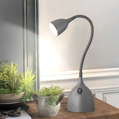 Gooseneck Desk Lamp 360 LED Flexible Reading Light for Small Spaces Home Office Bedroom College Dorm Bookshelf Nightstand Table (Grey)