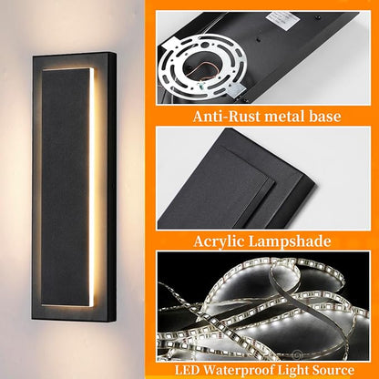 1 Pack Outdoor Wall Light For House,Modern Wall Lighting,Waterproof Exterior Lighting Fixtures Wall Mount,3000K Warm White,960LM,Porch Lights Outdoor, Patio Entrance Front Door Light 12W,15.7"