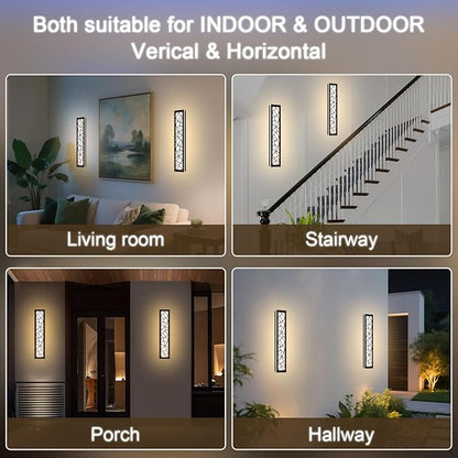 2 Pack LED Outdoor Long Wall Lights,24 inch Outdoor Linear Light for Porch,Dimmable Wall Mounted Light Fixtures,Exterior Long Linear Lighting,Outside Lighting for Patio,House Front Door
