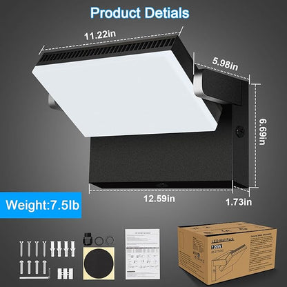 Modern Sleek Flood Lights Outdoor 120W, 18000LM 5000K Waterproof LED Security Lighting, 360° Rotatable Commercial Wall Pack for Yard, Car Lot, Building