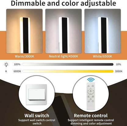 59inch Outdoor Wall Sconces Dimmable 3 Color 3000K/4500K/6000K, Modern Wall Mounted Lights, IP65 Waterproof, Exterior Linear Lighting Fixture for Yard, Porch, Patio, Garage with Remote Control