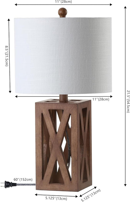 JONATHAN Y JYL1062A-SET2 Stewart 21.5" Wood LED Table Lamp Farmhouse, French Country, Rustic, Bohemian, Bedroom, Living Room, Office, College, Bookcase, Brown (Set of 2)