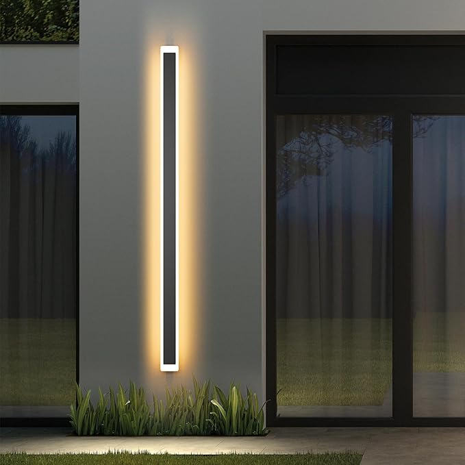 59in Long Outdoor LED Light IP65 Waterproof,Modern Exterior Wall Sconce Black 3000K for House Courtyard