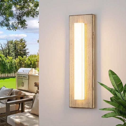 16.9" Modern Outdoor Wall Light 3000K Milky White Acrylic LED Outdoor Sconce Lights Wall Mount Hand-Rubbed Coffee Finish Exterior Lighting Fixtures for House Front Patio Porch Garage