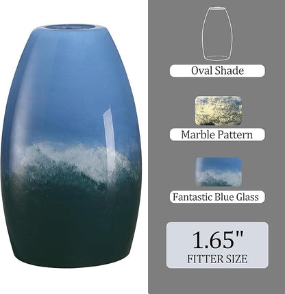 Mini Glass Pendant Light 1-Pack with Handblown Blue White Marble Art Oval Glass Lamp Ceiling Hanging Light, for Dining Room,Kitchen,Foyer,Hallway 4.72"