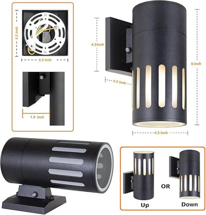 Dusk to Dawn Sensor Outdoor Wall Sconce, Exterior Lighting -ETL Listed, Aluminum Anti-Rust Waterproof Wall Mount Cylinder Light, 1-Direction Up or Down Light Fixture for Porch,Patio or Doorway