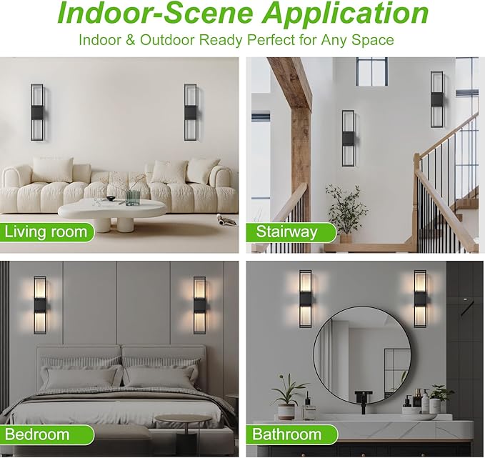Modern Outdoor Wall Lights, 27.56IN Large Wall Sconce - 3000K Warm White LED Exterior Lighting Fixture, Waterproof Outdoor Lantern Lights for Porch, Wall Lights for Living Room
