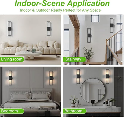 Modern Outdoor Wall Lights, 27.56IN Large Wall Sconce - 3000K Warm White LED Exterior Lighting Fixture, Waterproof Outdoor Lantern Lights for Porch, Wall Lights for Living Room