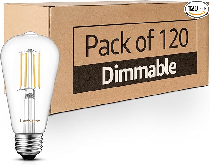Lumiverse 120 Pack ST21 Led Vintage Edison Light Bulbs, 4000K Cool White, Clear Glass Antique Decorative Filament Bulb with 95+ CRI, E26 led Bulb 60W, 500LM, Non-Dimmable, 5.5W [60W Equivalent]